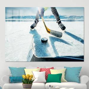 Toile imprimée : Art mural sur le thème du hockey sur glace - Décoration de salle de jeux, Verre - Product Image 1