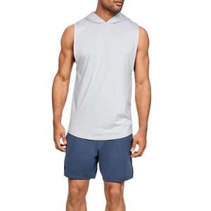 Sweat à capuche de gym sans manches d'été personnalisé OEM pour hommes, broderie 3D musculaire respirante surdimensionnée, tissu français XS, teint uni - Product Image 4