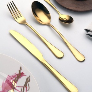 Juego de cubiertos de acero inoxidable dorado y elegante, los cubiertos duraderos y elegantes más vendidos para el comedor del hogar y regalos de negocios - Product Image 1