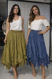 Falda Midi de Algodón Muselina para Mujer |   Tela Suave de Verano en Color Liso |   Ligero y Transpirable |   Cintura Elástica |   Estilo Elegante - Product Image 2