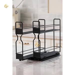 ชุดชั้นวางของเครื่องเทศแบบแข็งเคลือบผงสีดำ2ชิ้นของตกแต่งห้องครัวชั้นเก็บเครื่องเทศ - Product Image 4