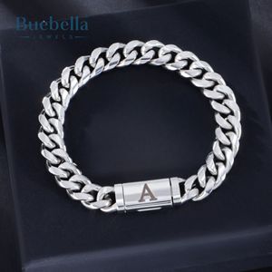 Hot Sale BUEBELLA JEWELS 10mm Iced Out 18k <b>White</b> <b>Gold</b> Moissanite Miami Initial Letter Cuban Link <b>Bracelet</b> for <b>Men</b> - Product Image 4