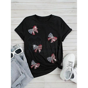 T-shirts strass pour femmes d'été à séchage rapide mélange de coton/polyester respirant et écologique de haute qualité - Product Image 2
