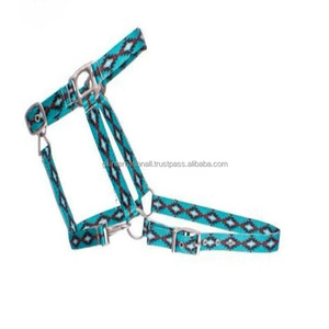 Lujo hecho a mano turquesa elegante diseño personalizado Nylon Horse Halter en muchos colores y tamaños personalizados con hardware de níquel ajustable - Product Image 5