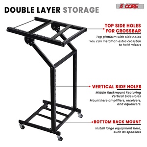 ขาตั้งมิกเซอร์ 5Core DJ แบบ 12U ปรับระดับได้ พร้อมล้อเลื่อน สำหรับอุปกรณ์สตูดิโอเสียงระดับมืออาชีพ - Product Image 5