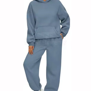 2025 survêtement d'hiver en coton et polyester léger et respirant de grande taille avec logo personnalisé pour femmes ensemble 2 pièces à capuche régulier - Product Image 1