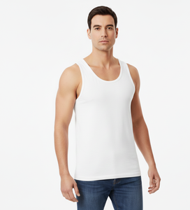 Chaleco de Algodón Blanco Fresco y Luminoso para Hombre, Sin Mangas, Ligero, Transpirable, Elástico y Cómodo para Uso Diario - Product Image 1