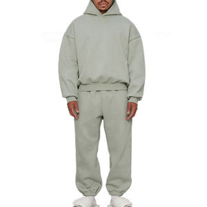 Fleece Tracksuit Jogging Suit Hoodie and <b>Sweatpants</b> <b>Sets</b> Men Sweatsuits Custom 100% Polyester Blank Heavyweight Baggy - Product Image 3