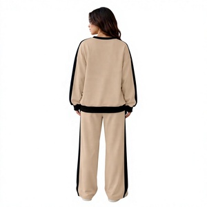 <b>Women's</b> Casual 2-<b>Piece</b> Fleece Tracksuit Set Solid Color Hooded Sweatshirt Sweatpants Full Sleeve Regular Fit Winter 100% Cotton - Product Image 2