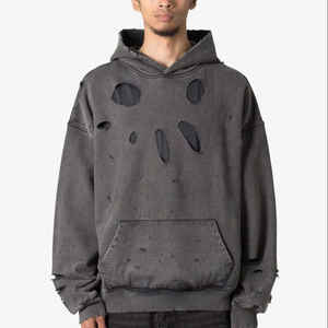 Sweat-shirt à capuche zippé Streetwear de qualité imprimé de logo personnalisé 100% coton 400gsm Vintage Double couche lavage à l'acide soleil délavé en détresse unisexe - Product Image 1