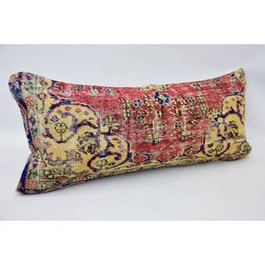 Oreiller en laine patchwork multicolore 16x36 pouces Coussin décoratif tissé - Product Image 3