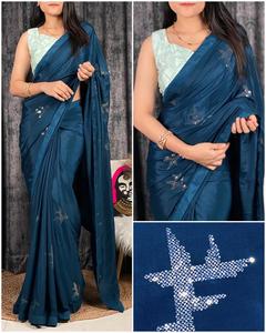 Blusa de seda de crepé para mujer, blusa de Saree tradicional India, para compras en línea, gran demanda - Product Image 2