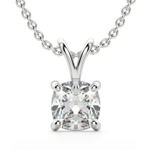 Collier en argent sterling plaqué or avec diamant de laboratoire taille coussin pour femme, fabriqué aux États-Unis par RITZIN - Product Image 4