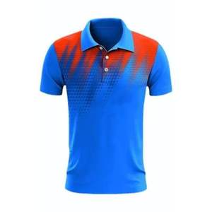 Camiseta deportiva Dri Fit con cuello azul aciano para hombre de primera calidad, ropa deportiva transpirable de secado rápido para atletas y equipos - Product Image 1