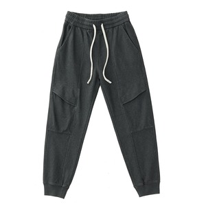 Pantalon de survêtement en maille 100% coton pour homme, nouvelle collection automne-hiver, molletonné, délavé et déchiré, taille élastique, décontracté, à chevilles nouées - Product Image 1