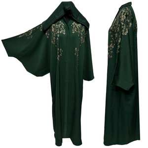 Venta al por mayor de lujo personalizado de seda de manga larga antiarrugas Abaya adultos pequeñas mujeres inspiradas Turquía Dubai mangas con volantes tradicional - Product Image 1