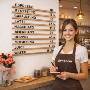 Tablero de Menú para Restaurante y Cafetería, Rieles de Madera Montados en la Pared, Exhibición de Menú en Pared de Roble - Product Image 1