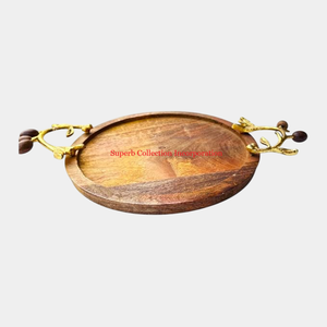 ถาดเสิร์ฟวัสดุไม้สไตล์วินเทจพร้อมที่จับสีเงินหรูหราสำหรับคณะกรรมการเสิร์ฟชีสในการจัดเลี้ยง - Product Image 4
