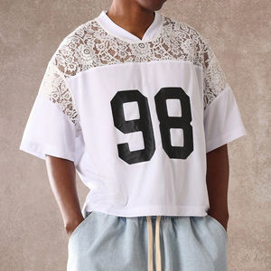 เสื้อยืดทรงบ็อกซี่ผ้าตาข่ายพิมพ์ลายโลโก้แบบกำหนดเองสำหรับผู้ชาย ผ้าฝ้าย 100% ทรงบ็อกซี่  พร้อมดีไซน์ตามสั่ง - Product Image 2