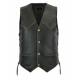 Chaleco de cuero de material de alta calidad para hombre, chaquetas a precio asequible, Chaleco de cuero transpirable de piel de vaca a la moda para hombre a la venta - Product Image 1