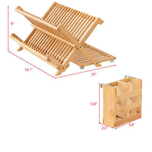 Estante para platos de bambú ajustable, producto de utensilios - Product Image 2