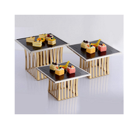 Support à gâteau personnalisable éco-responsable The Crafts avec métal argenté et verre, présentoirs de buffet de qualité supérieure