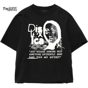Camiseta de 100% algodón unisex personalizada DIS LEX ICA estampado de gran tamaño hombro caído peso pesado-para hombres - Product Image 3
