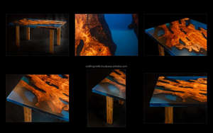 Table basse en résine artisanale avec des accents en bois naturel Tables à manger en époxy pour la vente en gros par l'artisanat artisanal - Product Image 3