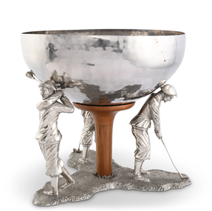 Cubo de hielo de acero redondo de diseño martillado de latón AK con base de madera y metal de Diseño Humano en acabado plateado para artículos de hotel/bar - Product Image 3