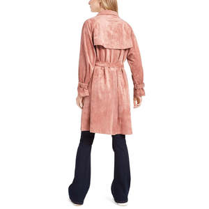 Trench Coat da Donna OAT in Vera Pelle di Montone con Stampa Decorativa, Stile Casual con Cintura in Cotone per Autunno e Inverno - Product Image 2