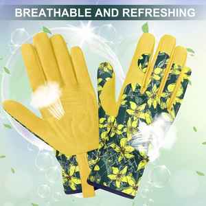 Gants de jardin en cuir de vachette OEM de haute qualité pour femmes Design floral imperméable et respirant pour le travail de jardin à l'épreuve des épines - Product Image 2