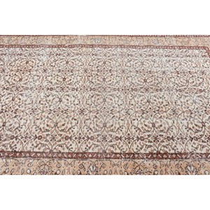 Tapis turc 5,7 x 8,9 pieds, grand tapis vintage, tapis en laine à bordures brunes - Product Image 4