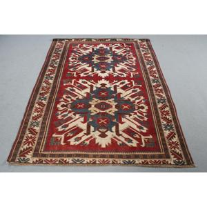 Alfombra Turca Vintage, Alfombra de 4,9x6,2 pies, Alfombra de Lana con Puntos Rojos y Azules - Product Image 1