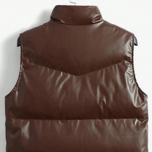 Men Genuine Leather <b>Vest</b> Winter Warm Cotton Gilet Casual Hip Hop Streetwear OEM Wholesale Supplier - Product Image 6