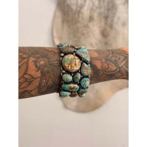 Annie Spencer Royston Turquoise & Sterling <b>Silver</b> Cluster Fashion <b>Cuff</b> <b>Bracelet</b> - Product Image 2