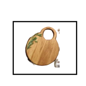 Planche à découper de légumes et de fruits de forme carrée en bois avec poignée pour une utilisation en cuisine Planche à découper en bois avec finition en bois - Product Image 2