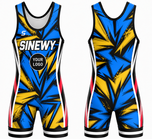 Combinaison de lutte personnalisée pour hommes, uniforme athlétique par sublimation, respirant, extensible, tenue d'équipe, entraînement, compétition, vêtements de sport, vente en gros - Product Image 2