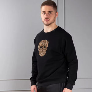 เสื้อสเวตเตอร์คอตตอนผสมสำหรับผู้ชายเสื้อสเวตเตอร์คอกลมสำหรับฤดูหนาวดีไซน์โอเวอร์ไซส์งานปักโลโก้ออกแบบได้ตามต้องการผลิตในปากีสถาน - Product Image 3