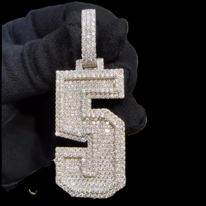 Pendentif en diamant VVS certifié IGI pour homme, style hip-hop, numéro personnalisé, pendentifs et breloques en moissanite VVS, bijoux fins - Product Image 1