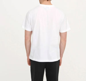 Camiseta de hombre de peso pesado de alta calidad con estampado personalizado de gran tamaño hombro caído ropa de calle microfibra personalizada Puff tejido en blanco - Product Image 3