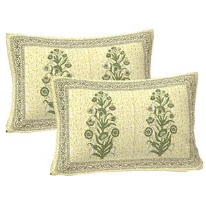 Green <b>Floral</b> 100% Cotton 240 TC Super King Bedsheet Set with 2 Pillow Covers 3-Piece Comforter for Home (SHKV1098) - Product Image 3