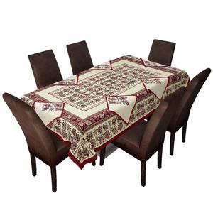 Maroon 240 TC Pure Hand Block Printed Cotton Tablecloth with 6 Napkins Linen Tablecover for Hotels Branded SHKF1007 - Product Image 3