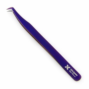 Kounain Pince à cils en acier inoxydable de qualité professionnelle de 14 cm Plasma violet Forme en L Pieds en L à 90 degrés Nano Fiber Pointed - Product Image 3