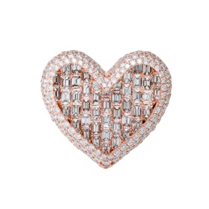 Iced Out Heart <b>Silver</b> <b>Ring</b> Iced Out VVS Moissanite Diamond hip Hop Luxury <b>Statement</b> <b>Ring</b> Gift For Women Men Love - Product Image 1