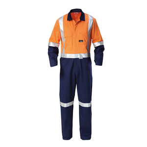Men Flame Resistant Polyester Coverall Hi Vis Reflective Safety Workwear Industrial Protective Clothing FR Uniform ANSI - Product Image 2