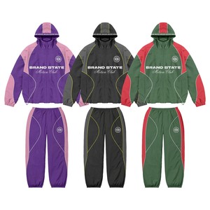 ชุดวอร์มเสื้อแจ็กเก็ตมีฮู้ดและกางเกงจ็อกเกอร์ผ้าไนลอนสะท้อนแสงเทคเทรนนิ่งและจ๊อกกิ้ง - Product Image 2