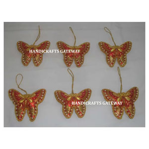 Mariposa para colgar, producto decorativo para el hogar, diseño de adornos navideños de tela con cuentas y bordado Zari, el mejor fabricante - Product Image 1