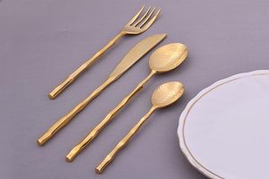 Juego de cubiertos dorados de metal martillado a precio mayorista para restaurante, hotel, hogar de India - Product Image 3