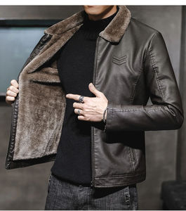 Veste en cuir pour homme de qualité supérieure, col montant, écologique, imperméable, mode hiver, style 2025 - Product Image 6