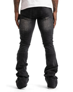 Pantalones acampanados de mezclilla de algodón de alta calidad para hombre personalizados fabricante Oem High Street para hombre Pantalones vaqueros de pierna ancha grandes - Product Image 3